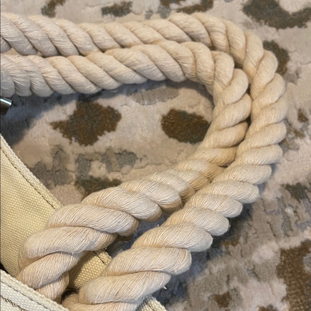 Pure Pineapple Rope Handle Cream Tan Tote Beach Bag Canvas Magnetic - Picture 3 of 9